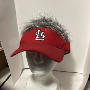 men's cap adj. saint louis red w/gray hair on top